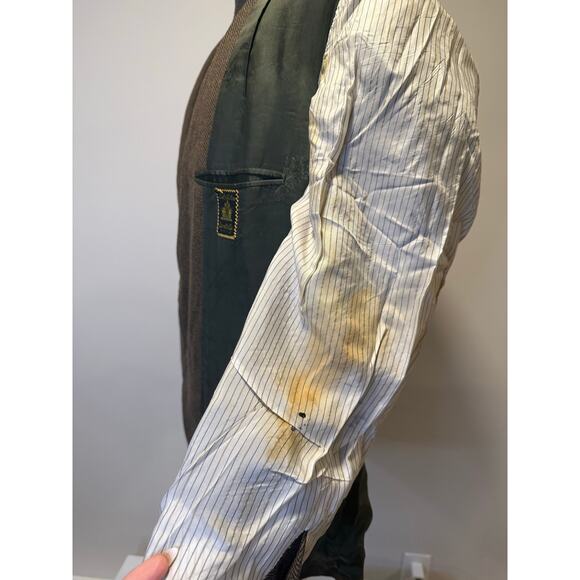 Oxxford Clothes Men's Cashmere Suit Jacket Sport Coat Brown Herringbone Sz 43 JL - Picture 11 of 16